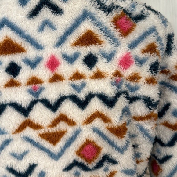 Eddie Bauer Multi Color Geometric Graphic Henley Zip Fluffy Sweat Shirt Size Med - Picture 10 of 13